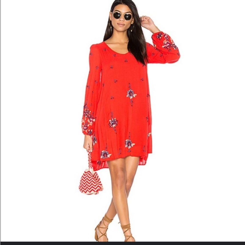 Free people oxford embroidered mini dress